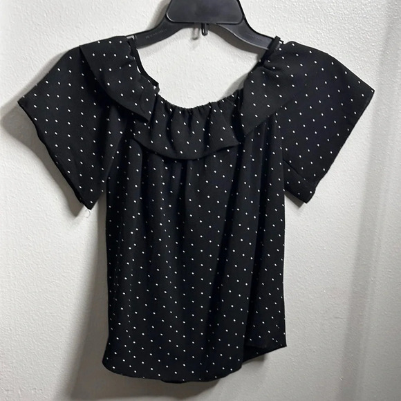 Papaya Women Black Polka Dot Off Shoulder Blouse Size‎ Small. - Picture 7 of 10